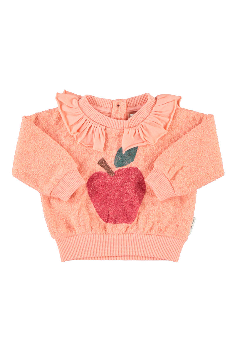Piupiuchick - sweatshirt with collar - pink with apple print