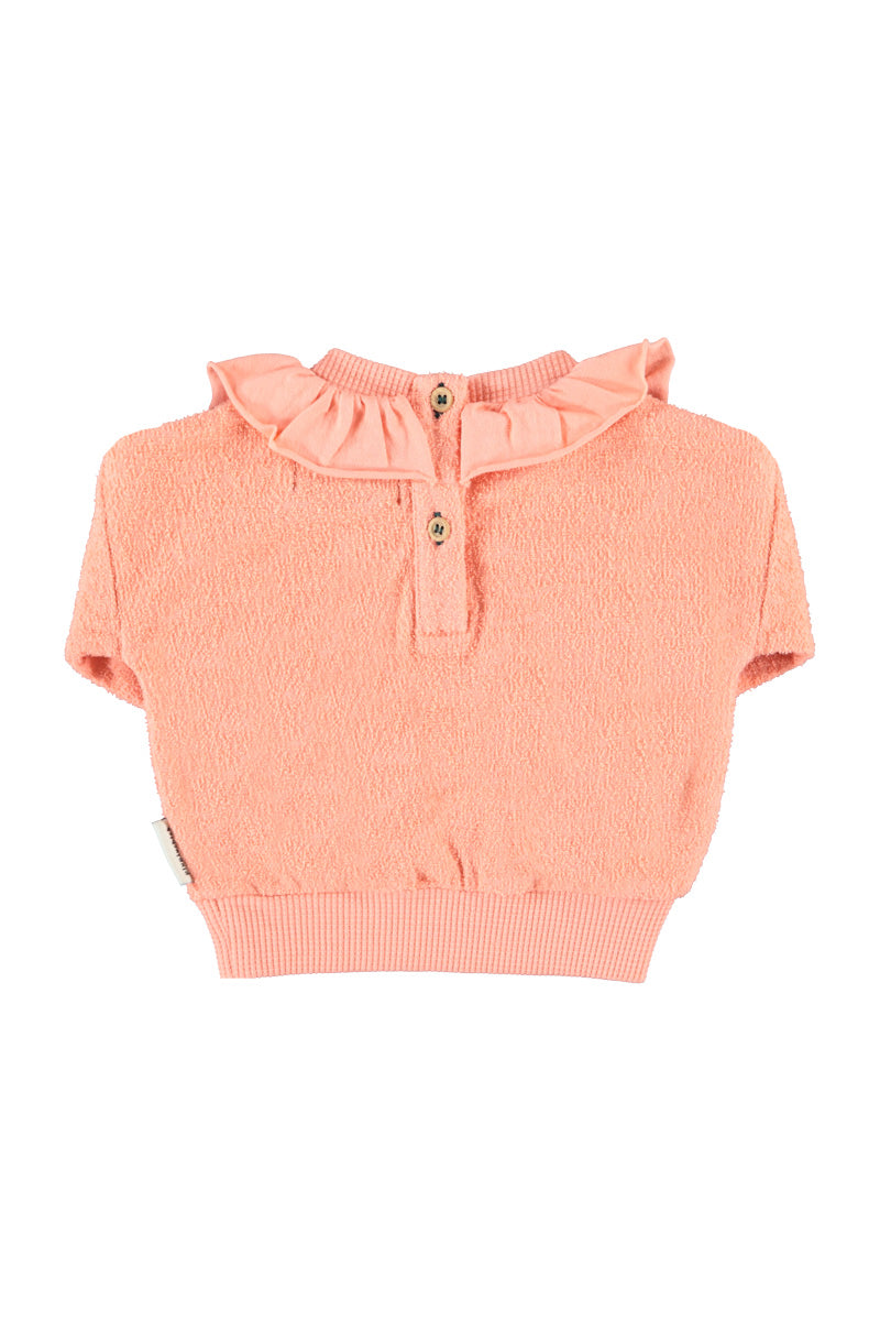Piupiuchick - sweatshirt with collar - pink with apple print