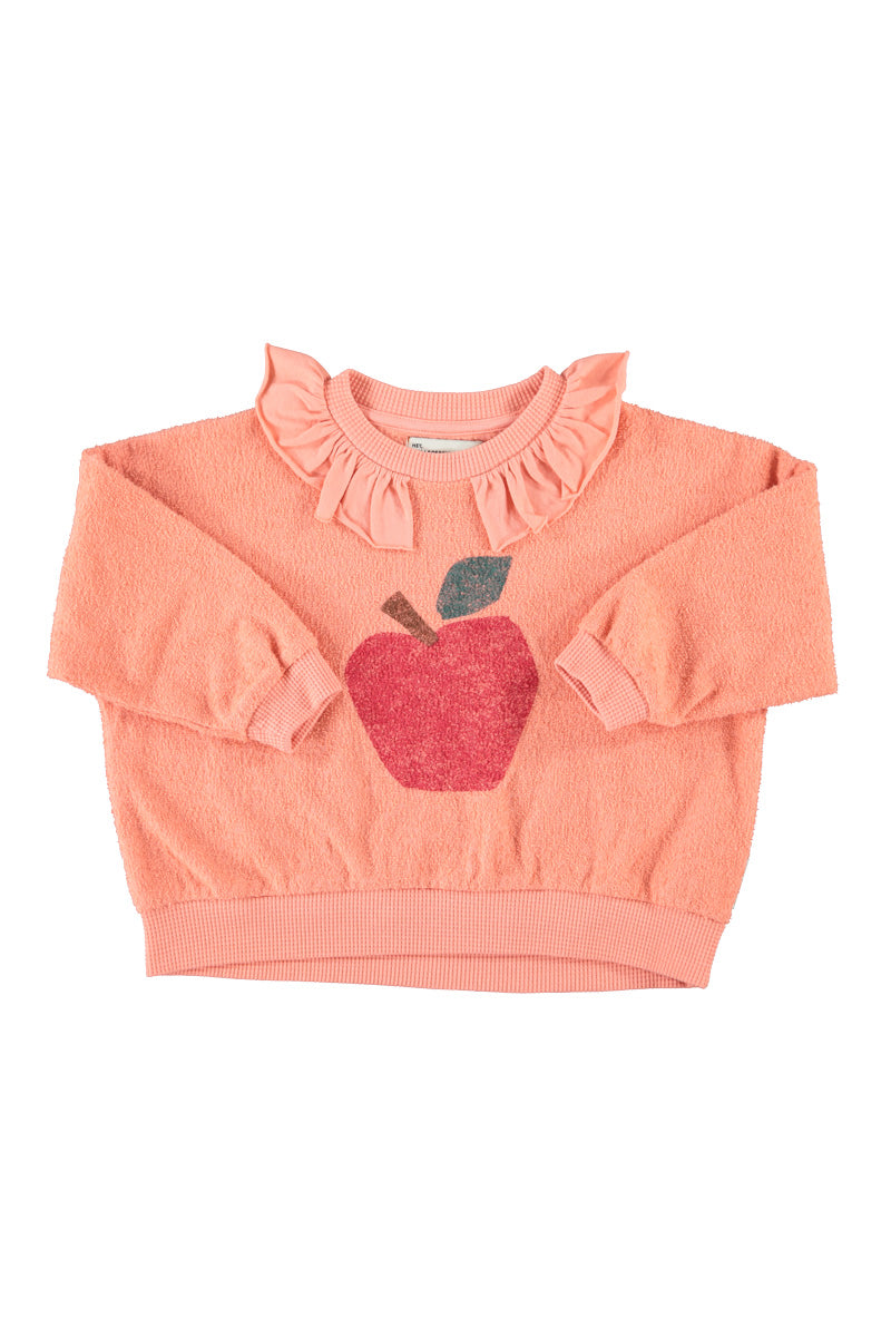 Piupiuchick - sweatshirt with collar - pink with apple print