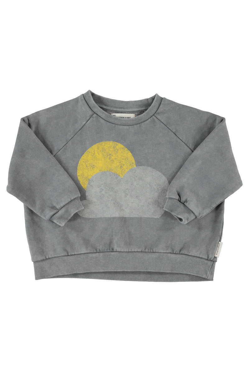 Piupiuchick - unisex sweatshirt - grey with sun & cloud print