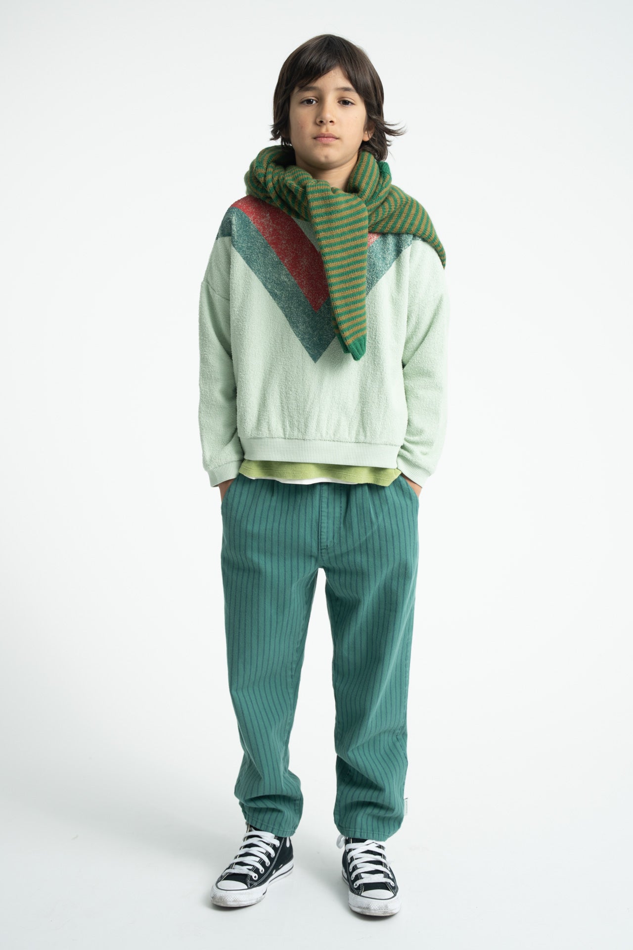 Piupiuchick - unisex sweatshirt - mint green with multicolor triangle print
