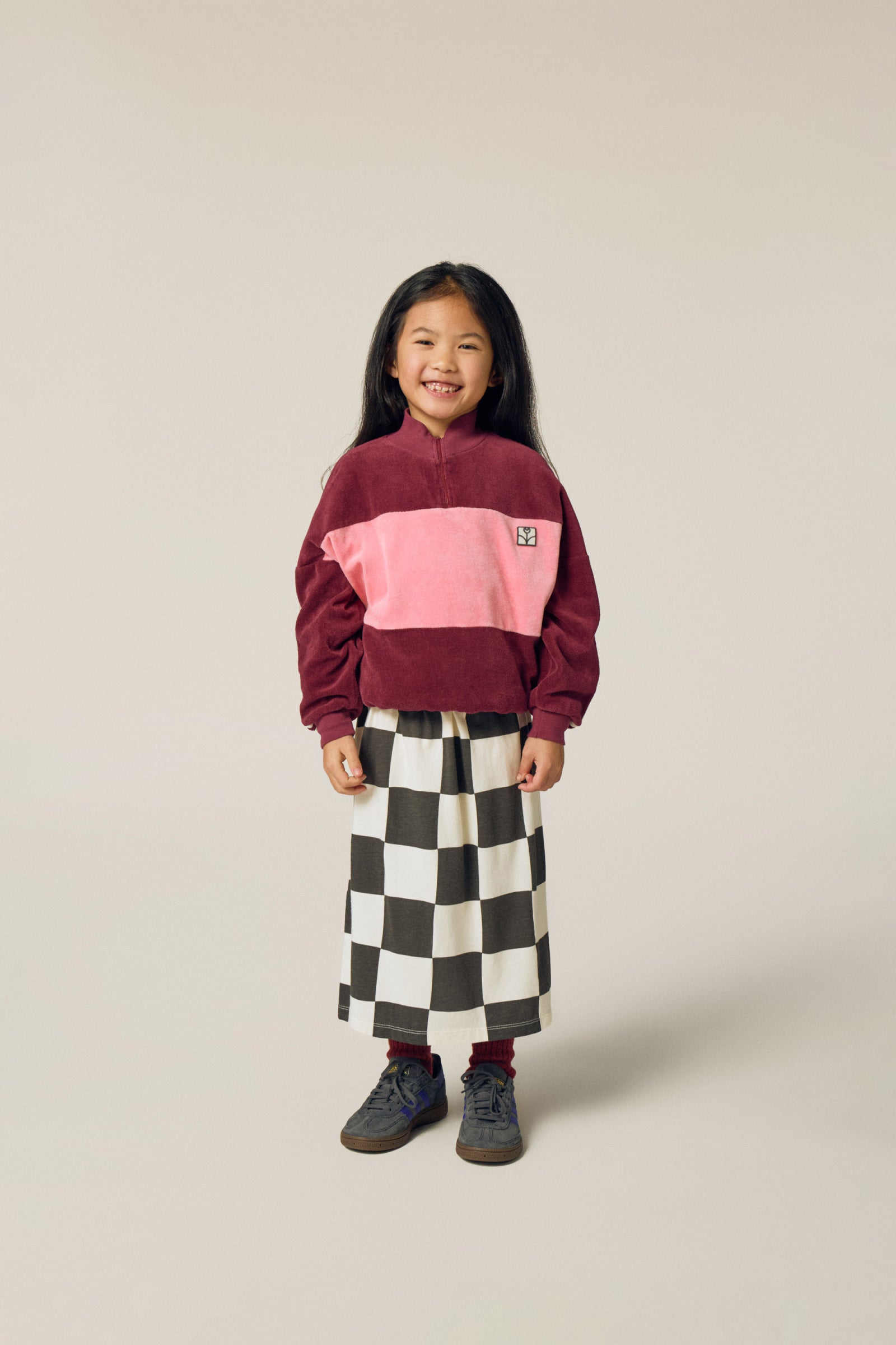 The Campamento - burgundy color block sweatshirt