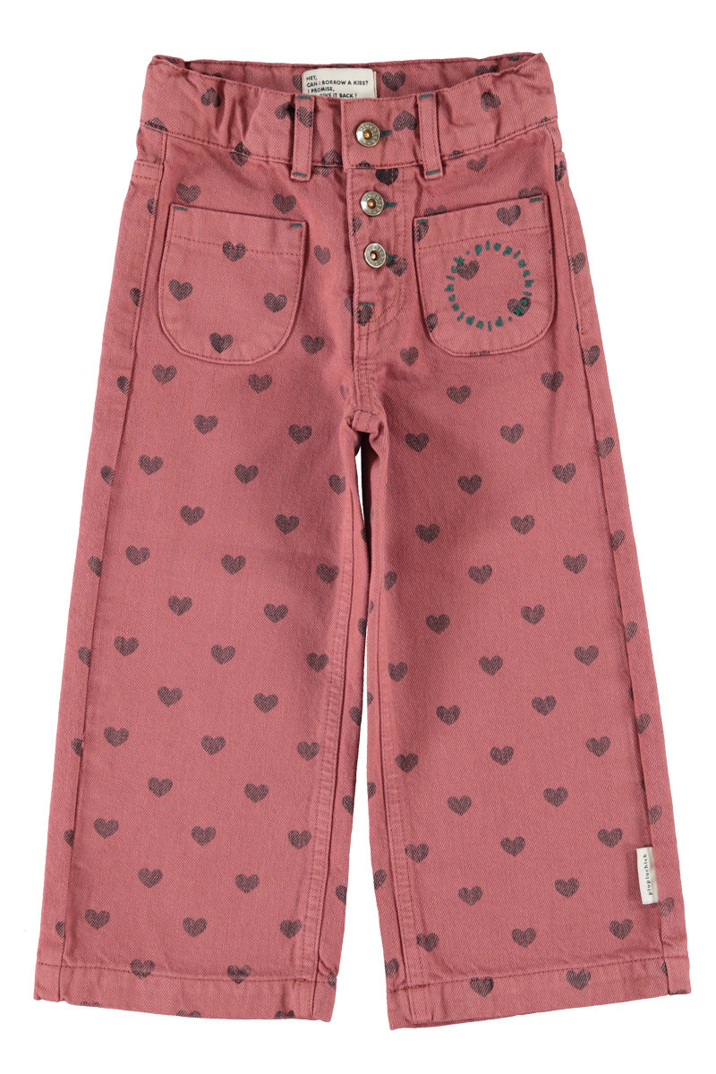 Piupiuchick - flare trousers - pink with black hearts