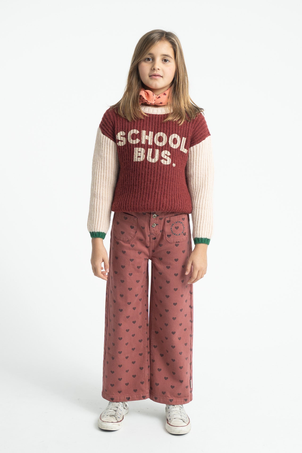 Piupiuchick - flare trousers - pink with black hearts