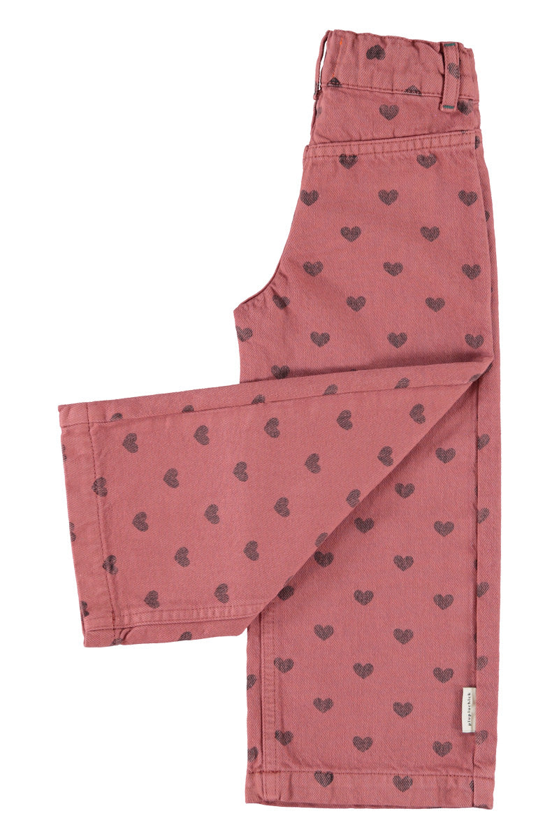 Piupiuchick - flare trousers - pink with black hearts