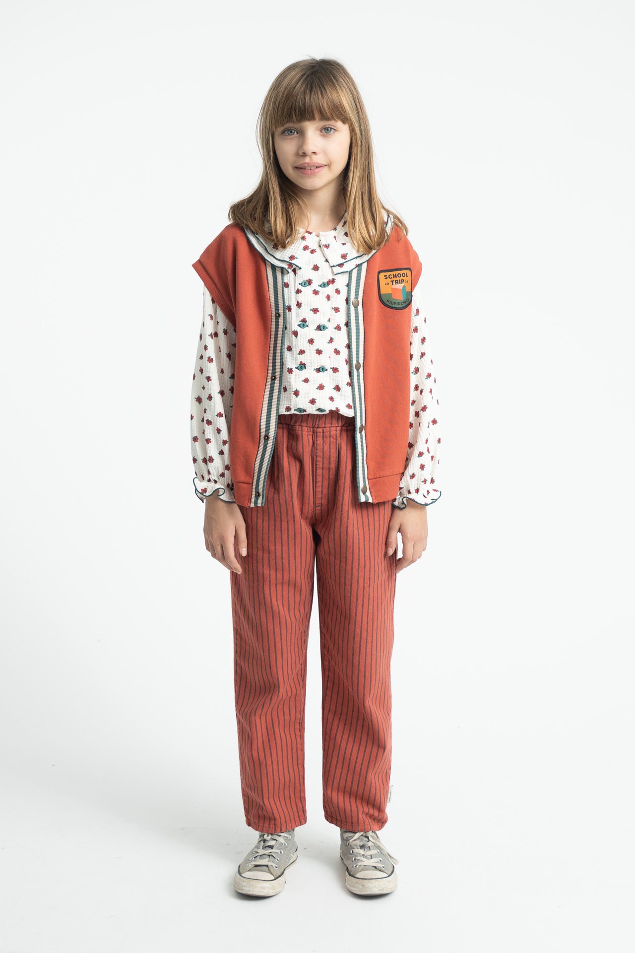 Piupiuchick - trousers - bordeaux with black stripes