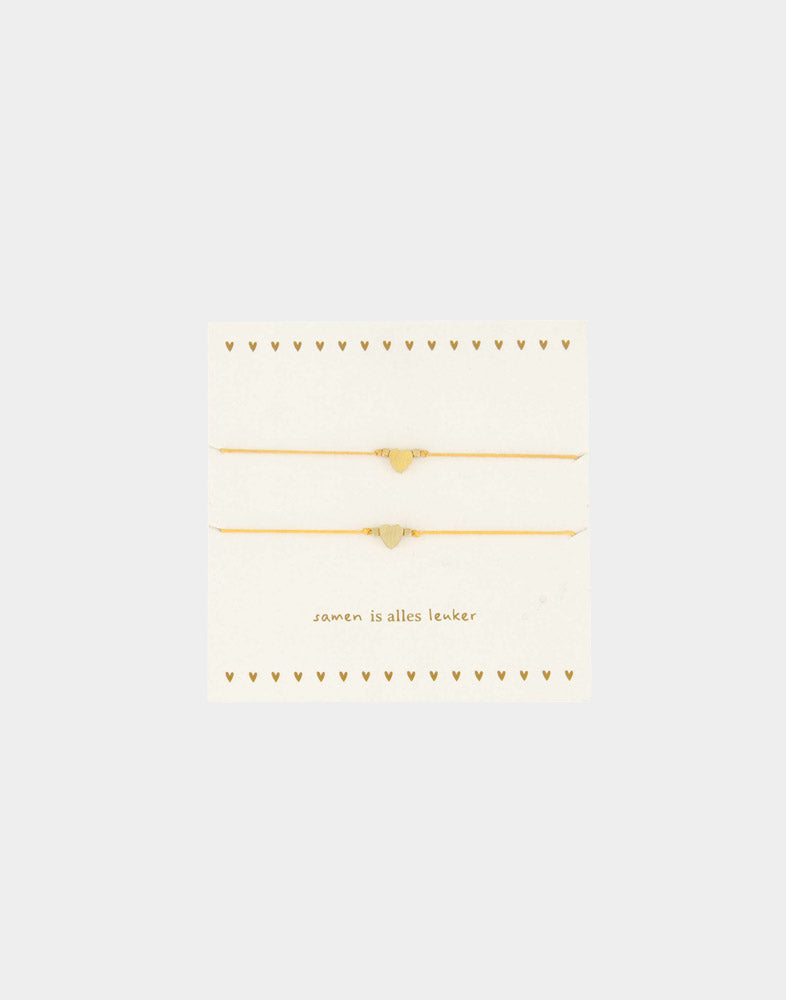 Zusss - vriendschapsarmbandjes hartje - offwhite/goud