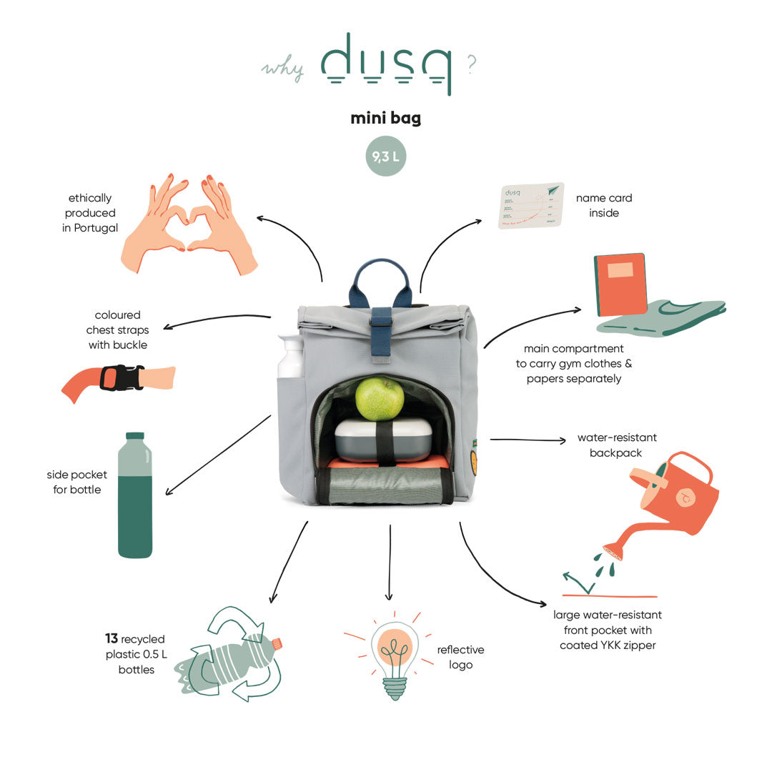Dusq - mini bag - canvas cloud grey - ocean blue