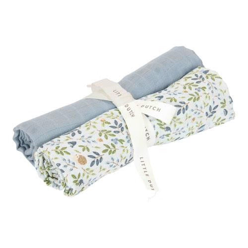 Little Dutch - tetradoeken 2 stuks 70x70cm - forest adventure & denim blue