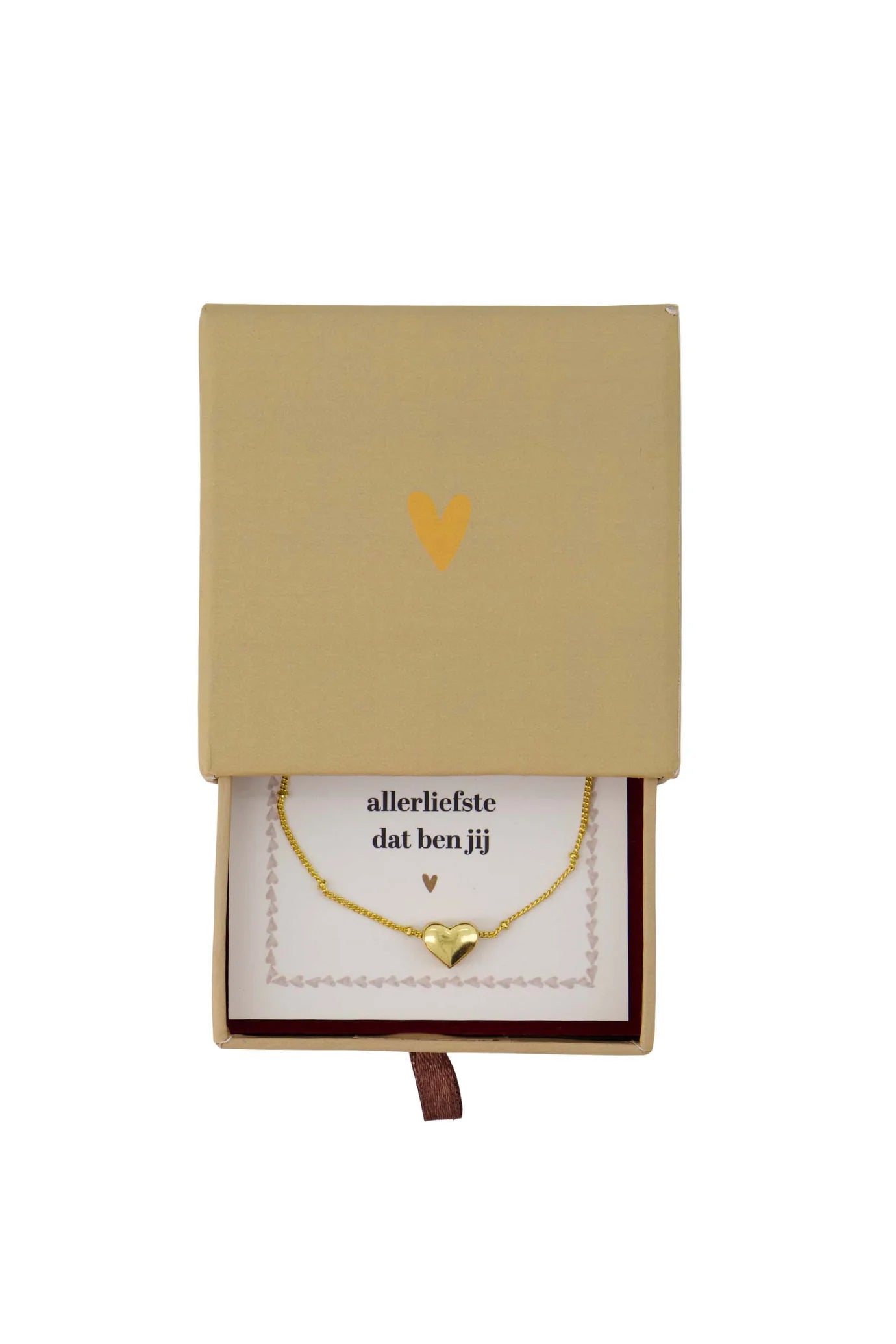Zusss - ketting hartje in schuifdoosje de allerliefste - zand (kopie)