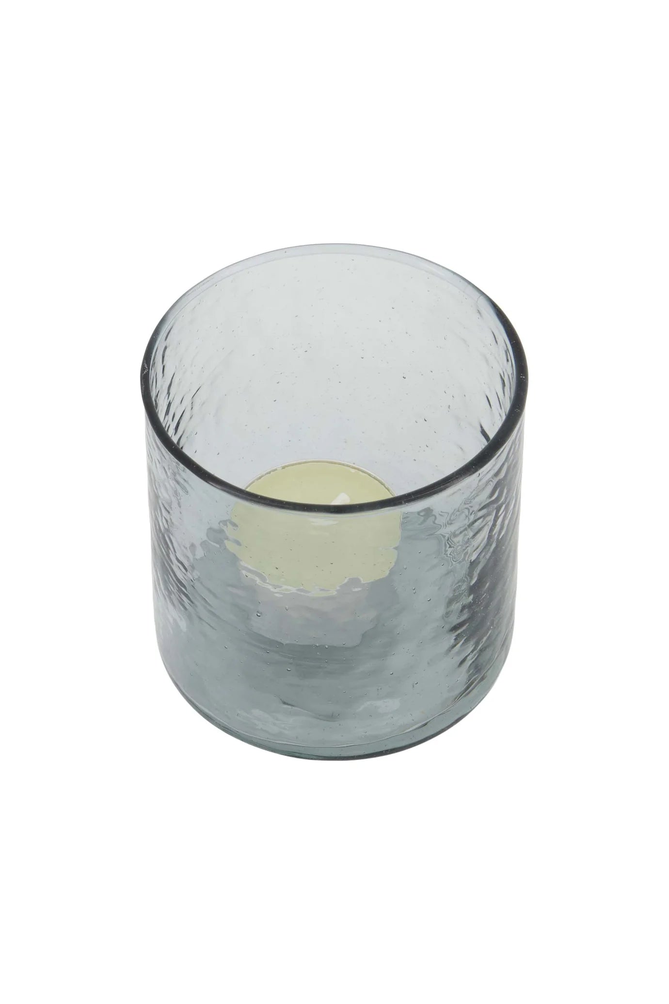 Zusss - waxinelichthouder hammered glas M - grijsblauw