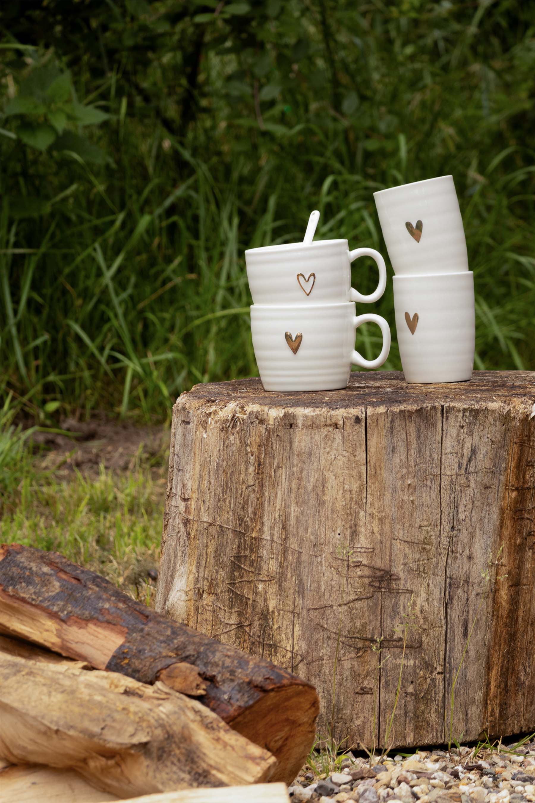 Zusss - cappuccino mug heart - white/gold