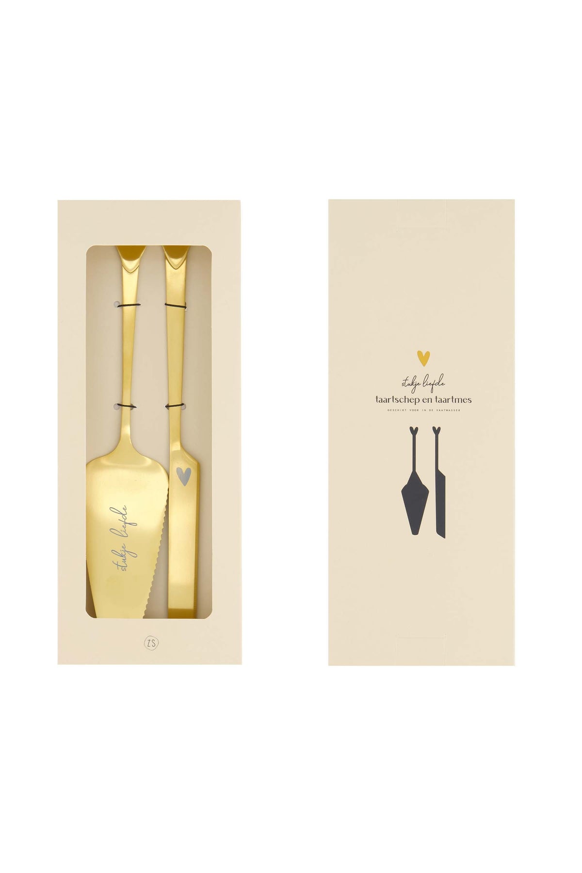 Zusss - cake server and knife heart - gold