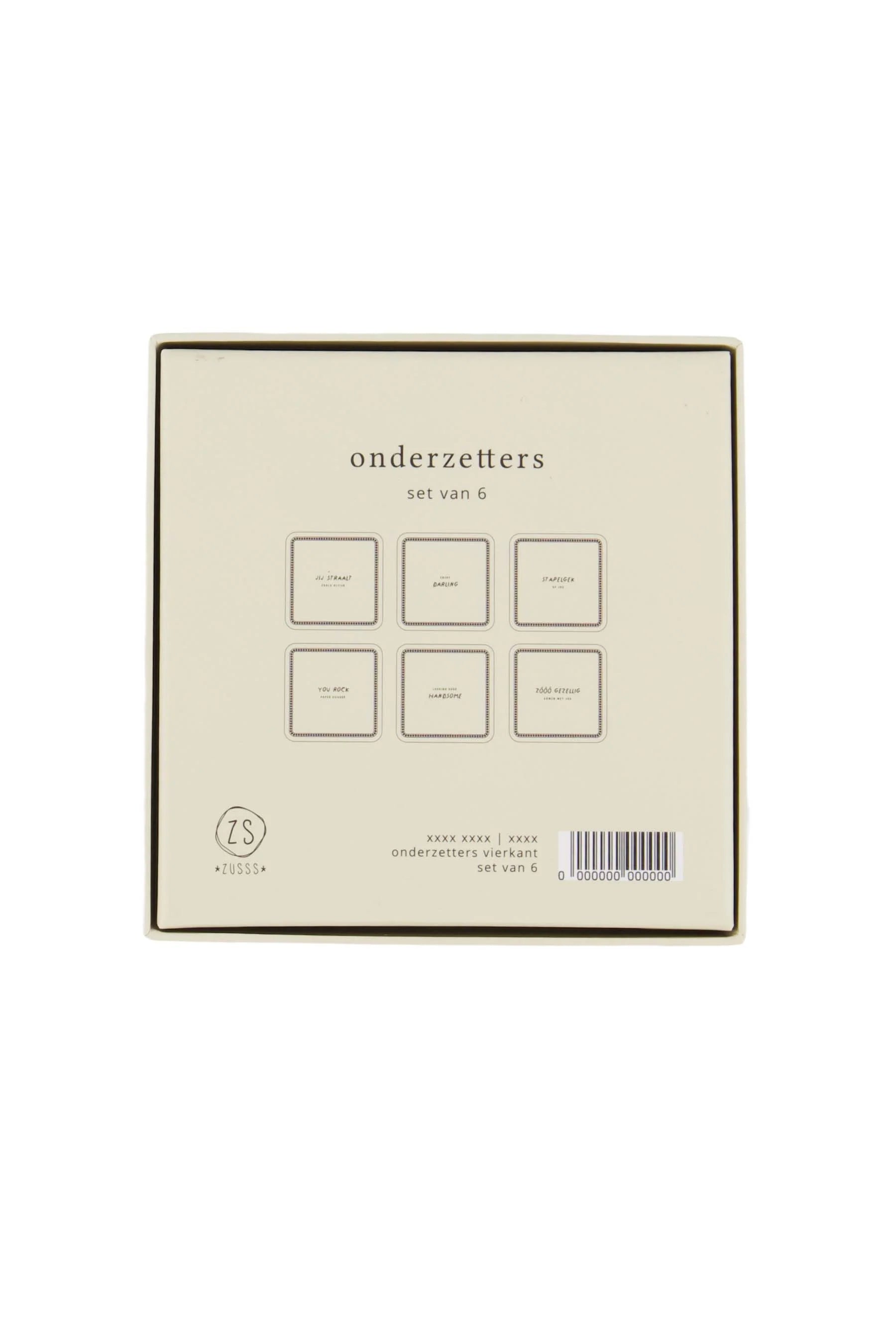 Zusss - set van 6 onderzetters - zand/antraciet