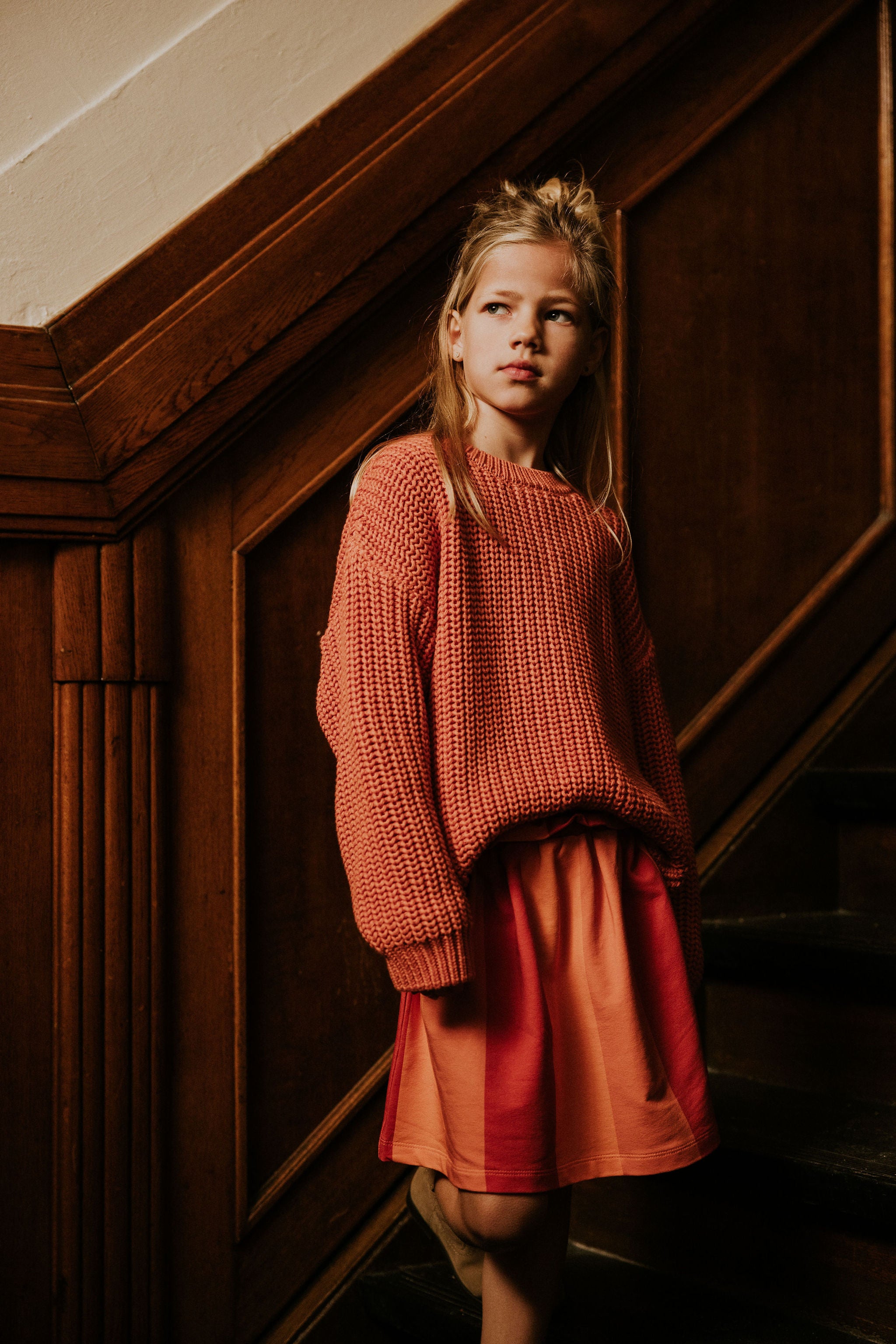 Yuki - chunky knitted sweater - flamingo