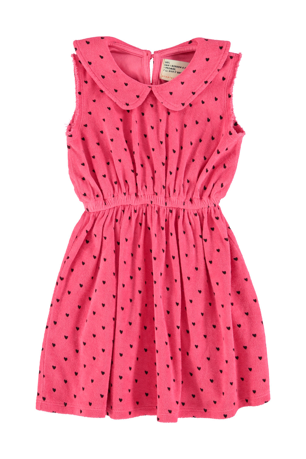 Piupiuchick - short dress with collar - pink with black hearts