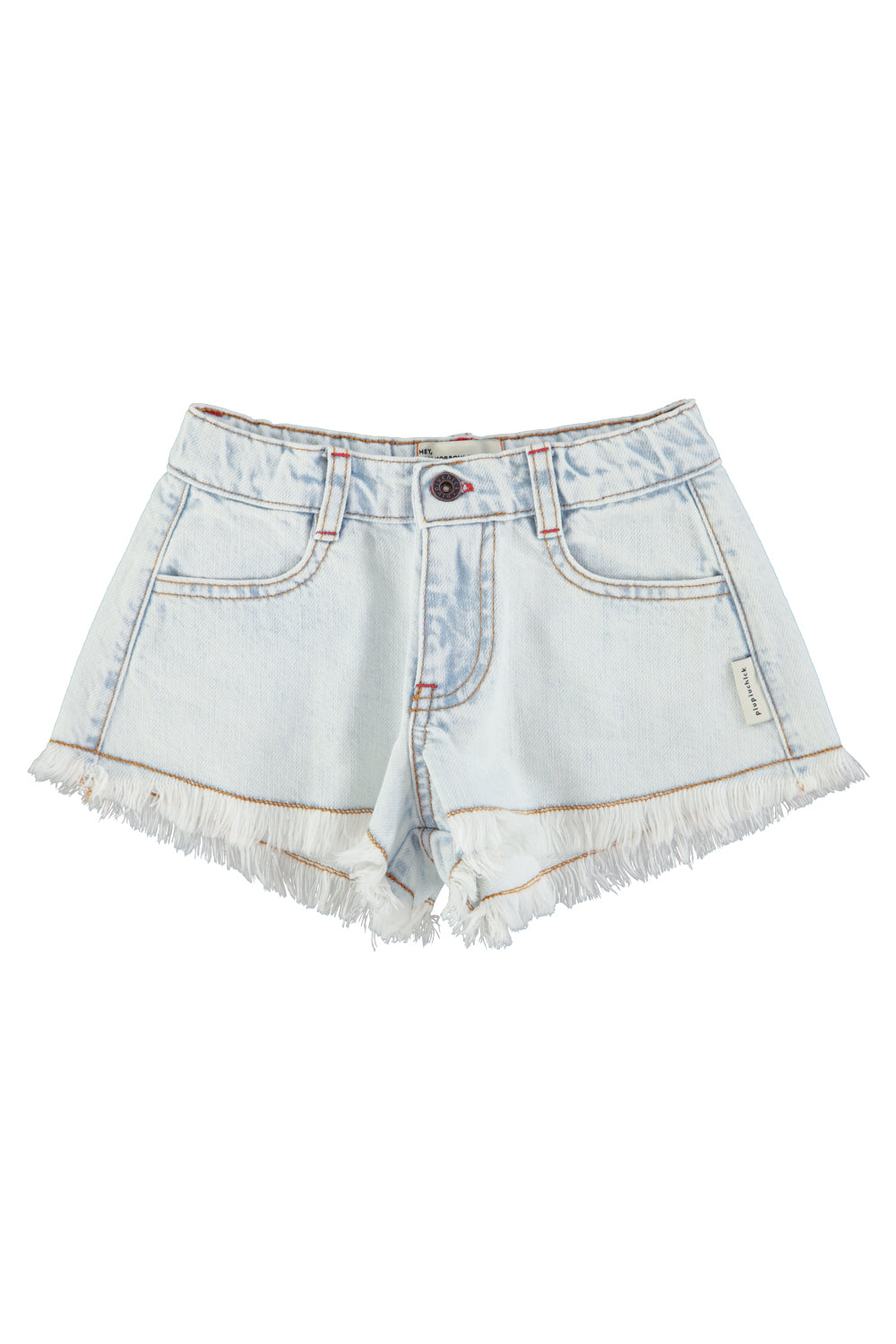 Piupiuchick - short with fringes - washed light denim