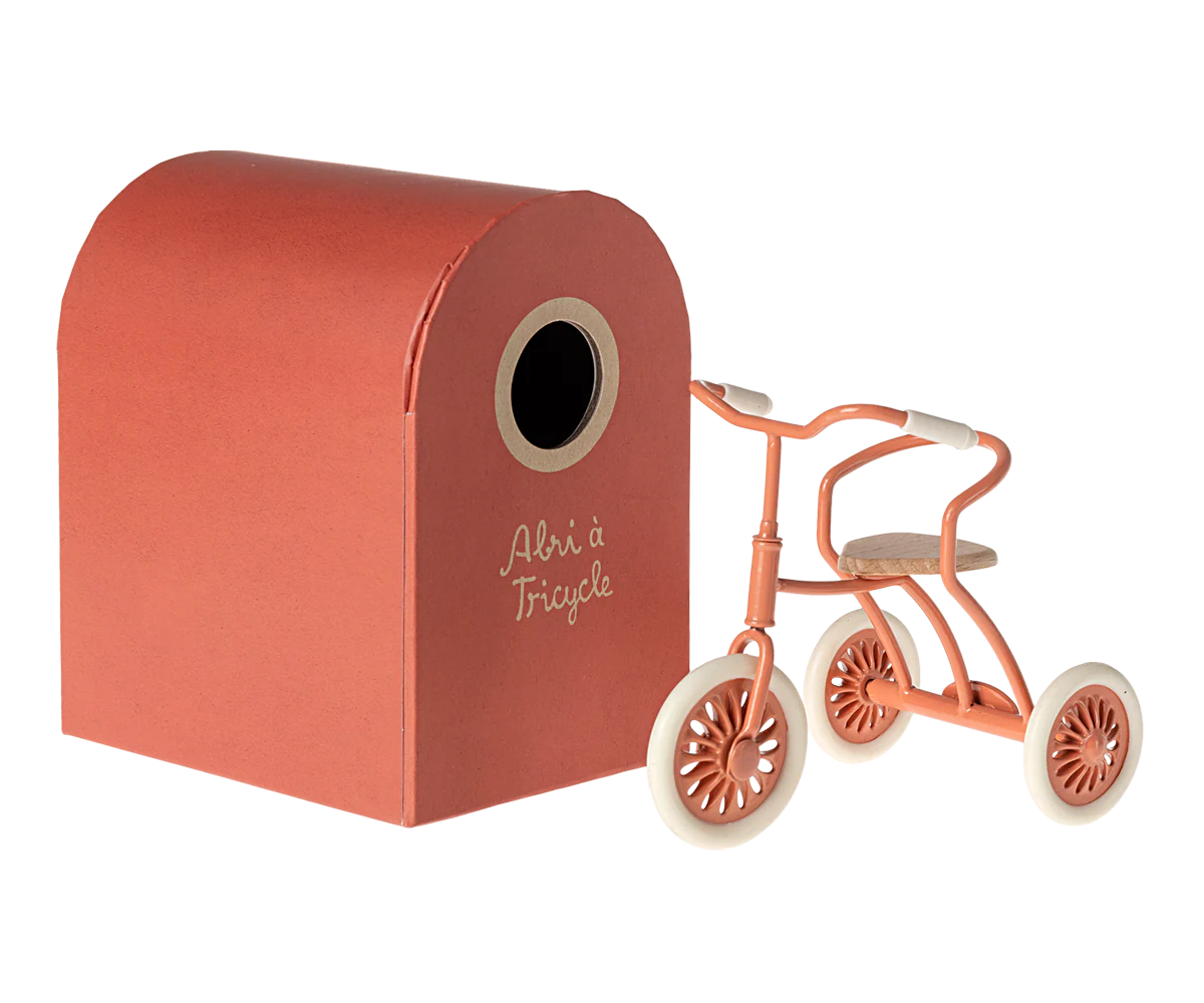 Maileg - abri à tricycle - coral