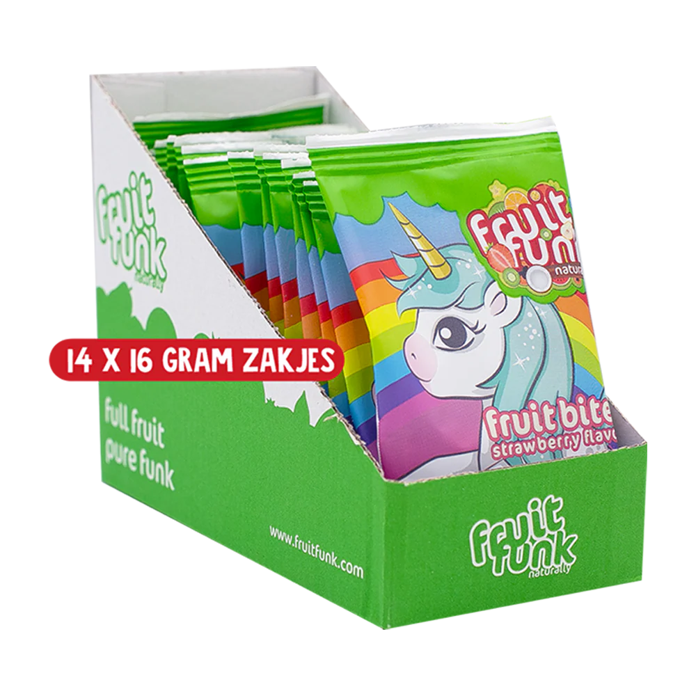 Fruitfunk - happy bag fruit bites 16gr - unicorn strawberry