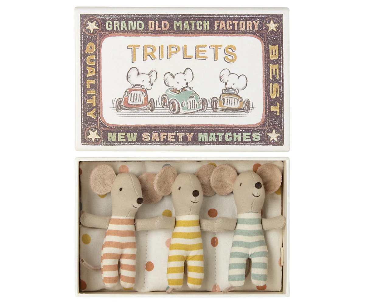 Maileg - drieling babymuis in matchbox