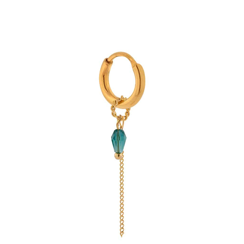 Label Kiki - chain green drop hoop gold