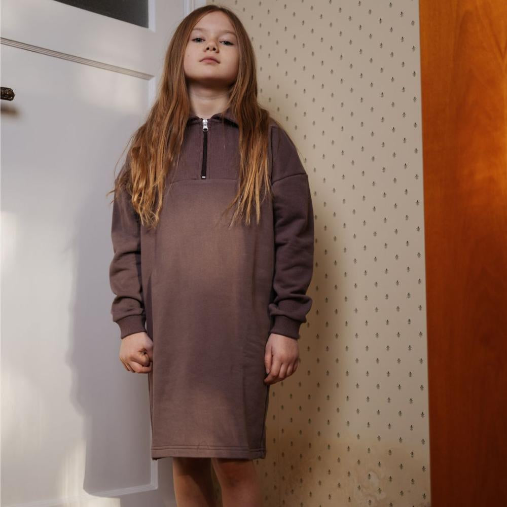 Cos I Said So - zip jog dress - peppercorn