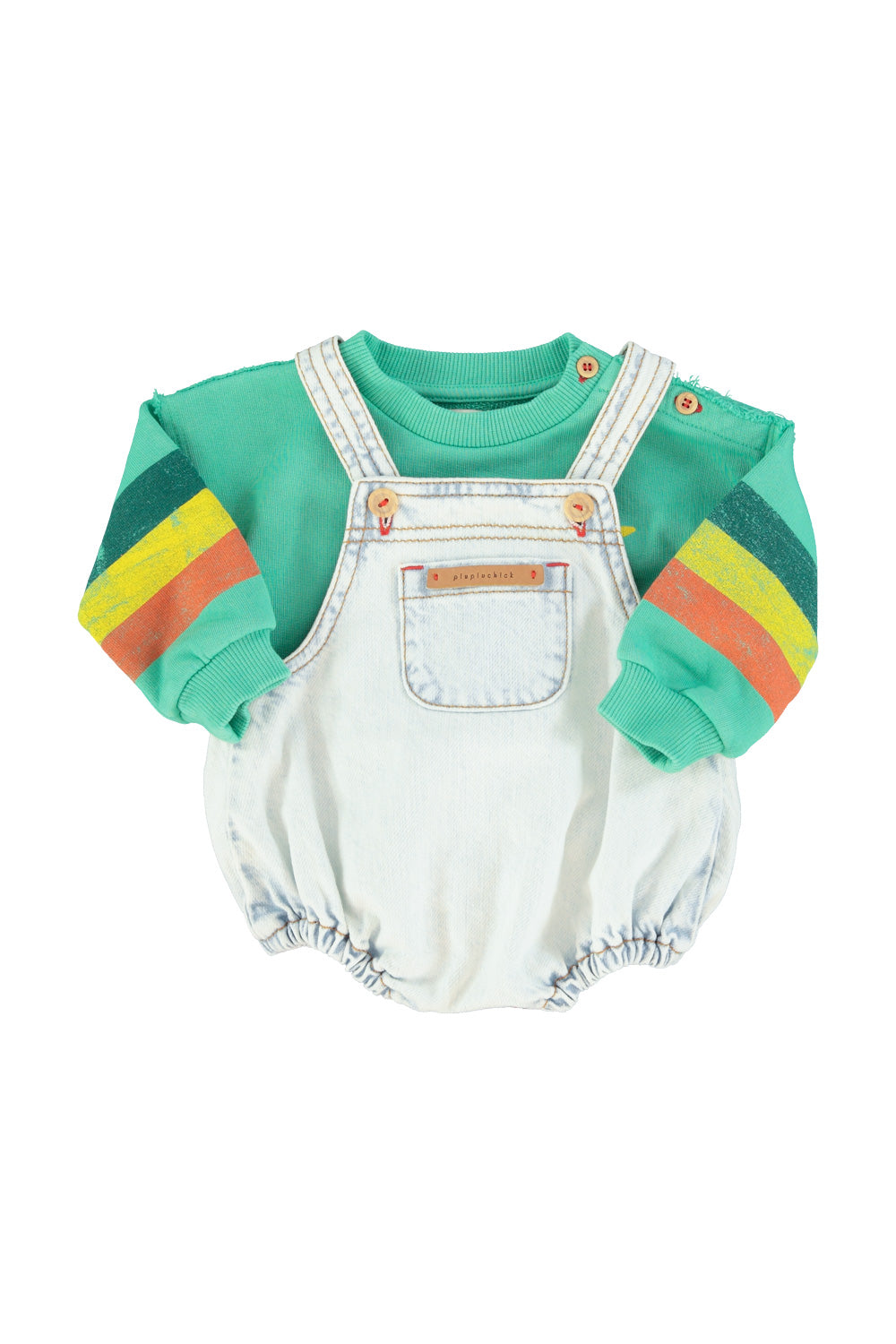 Piupiuchick - baby romper - washed light denim