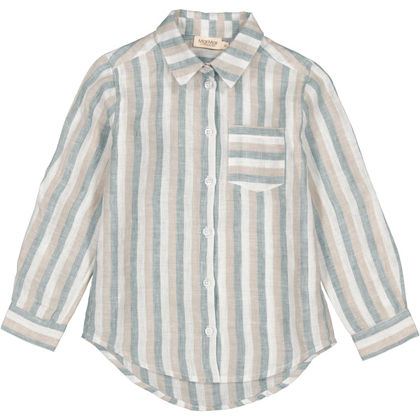 MarMar - tommy fine linen hemd - dusty blue stripe
