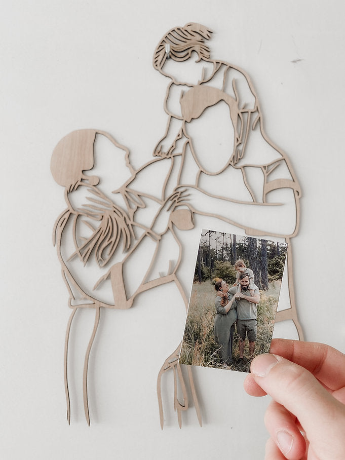 Juuniek - houten lijnportret