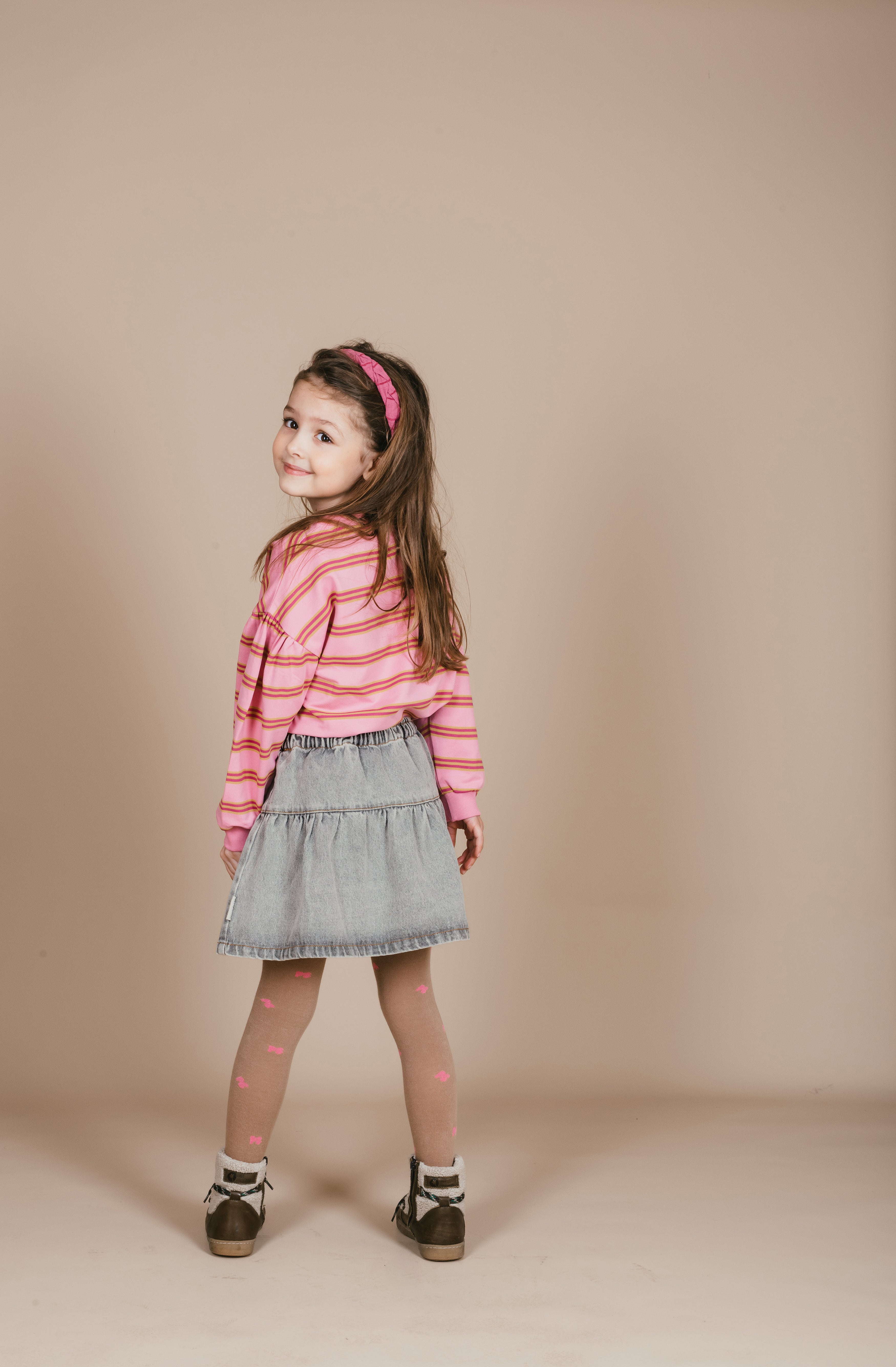 Petit Blush - jeans ruffle skirt - washed light grey