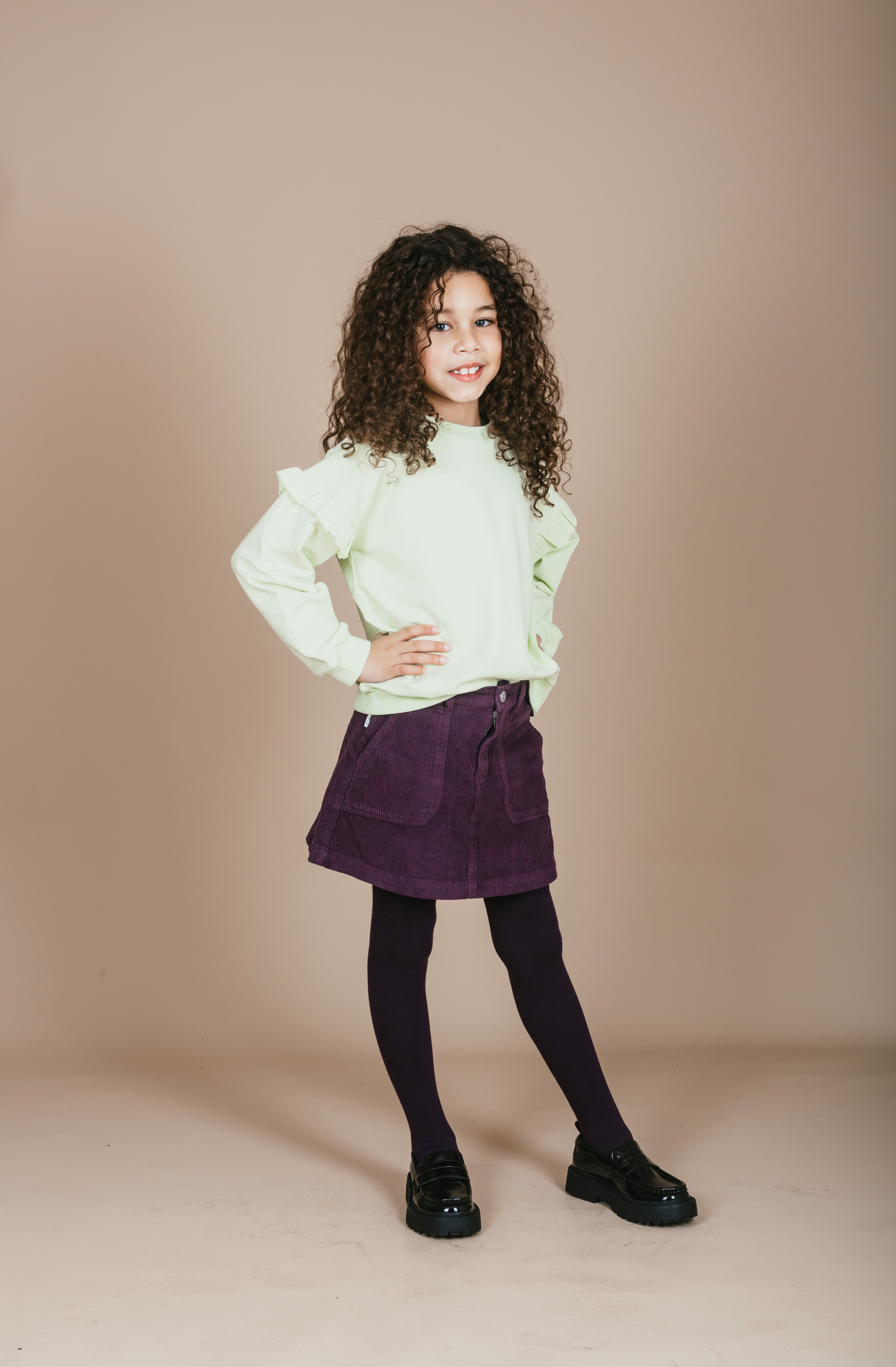 Petit Blush - ruffle sweater  - shadow lime