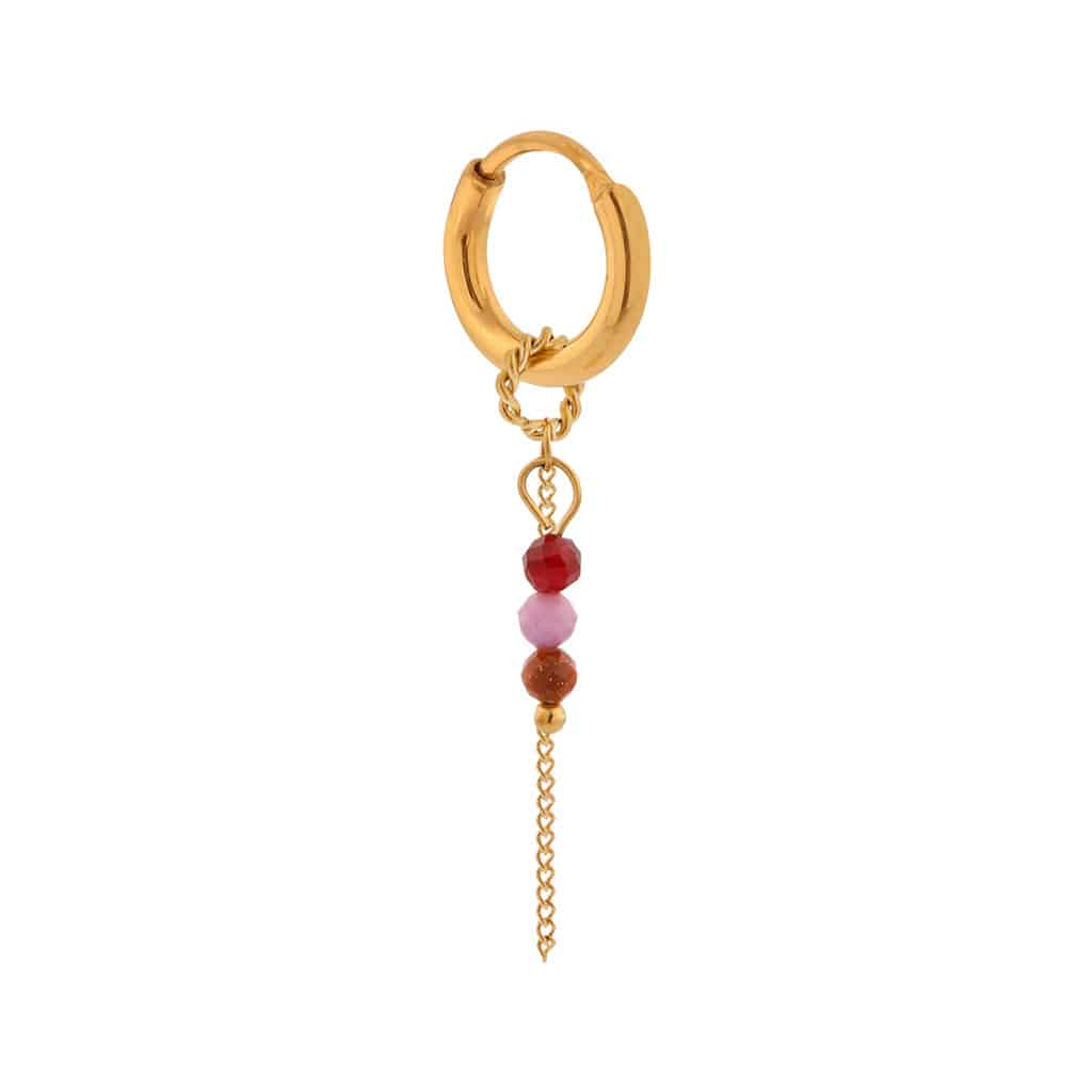 Label Kiki - chain ruby hoop gold