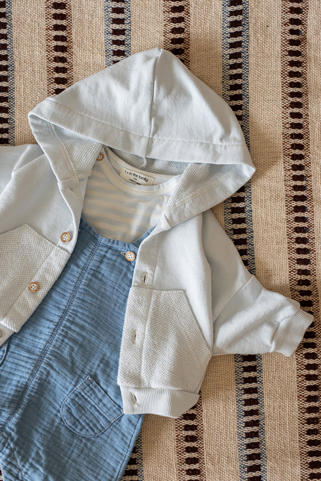 1+ in the family - ot striped sweater - misty blue