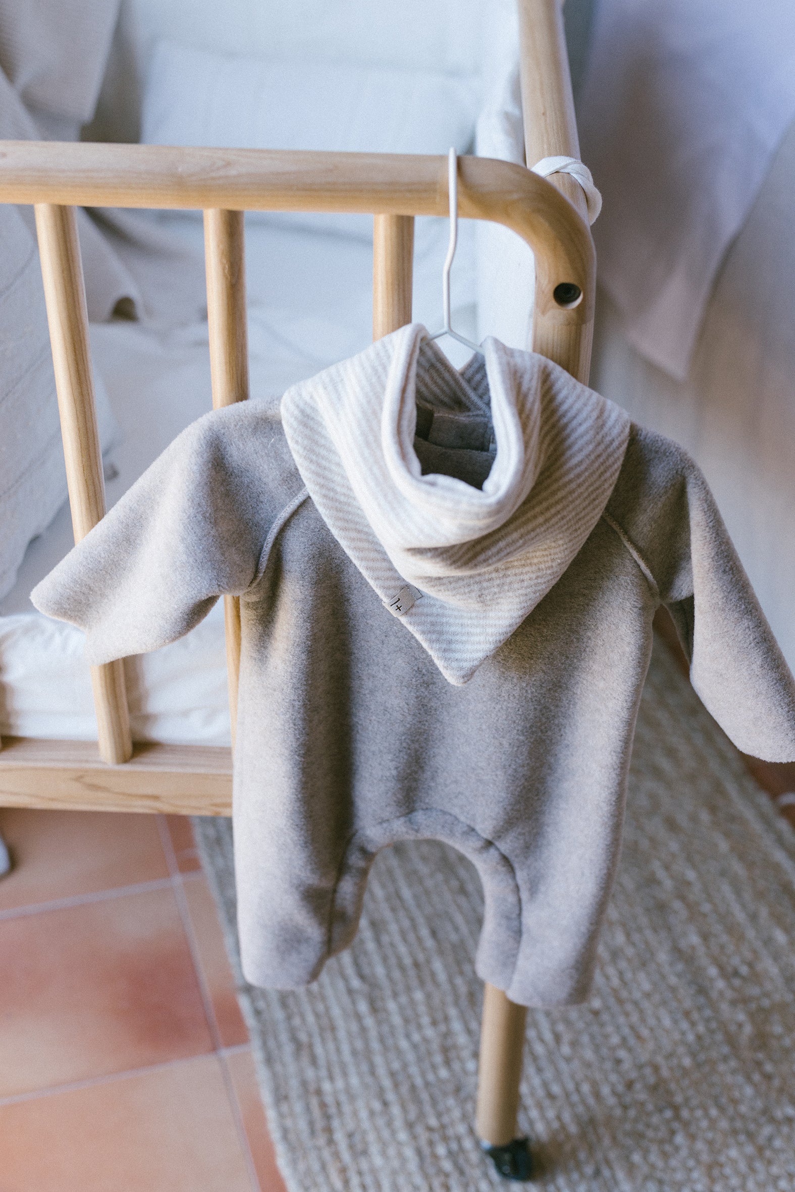 1+ in the family - dijon bamboo polar onesie - beige
