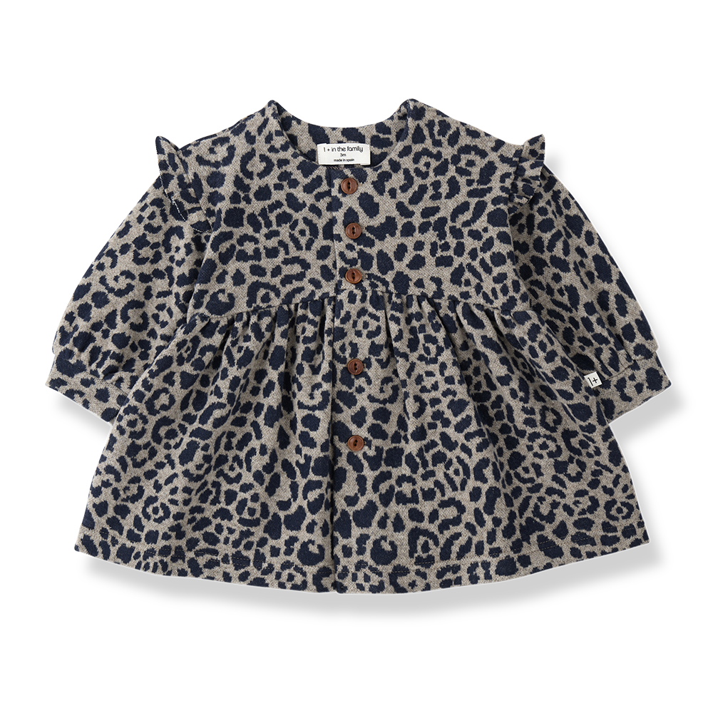 1+ in the family - matera jacquard fleece jurk - blue