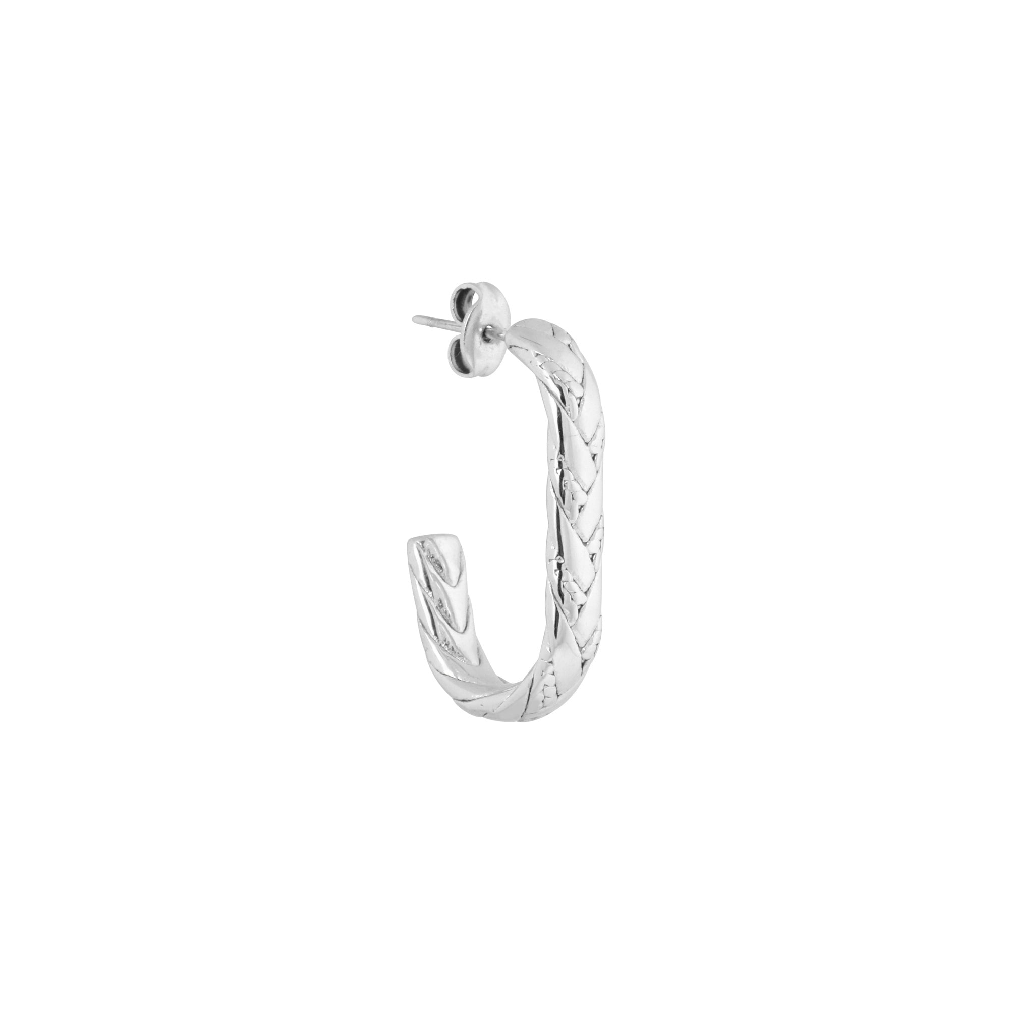 Label Kiki - oval braid hoop silver