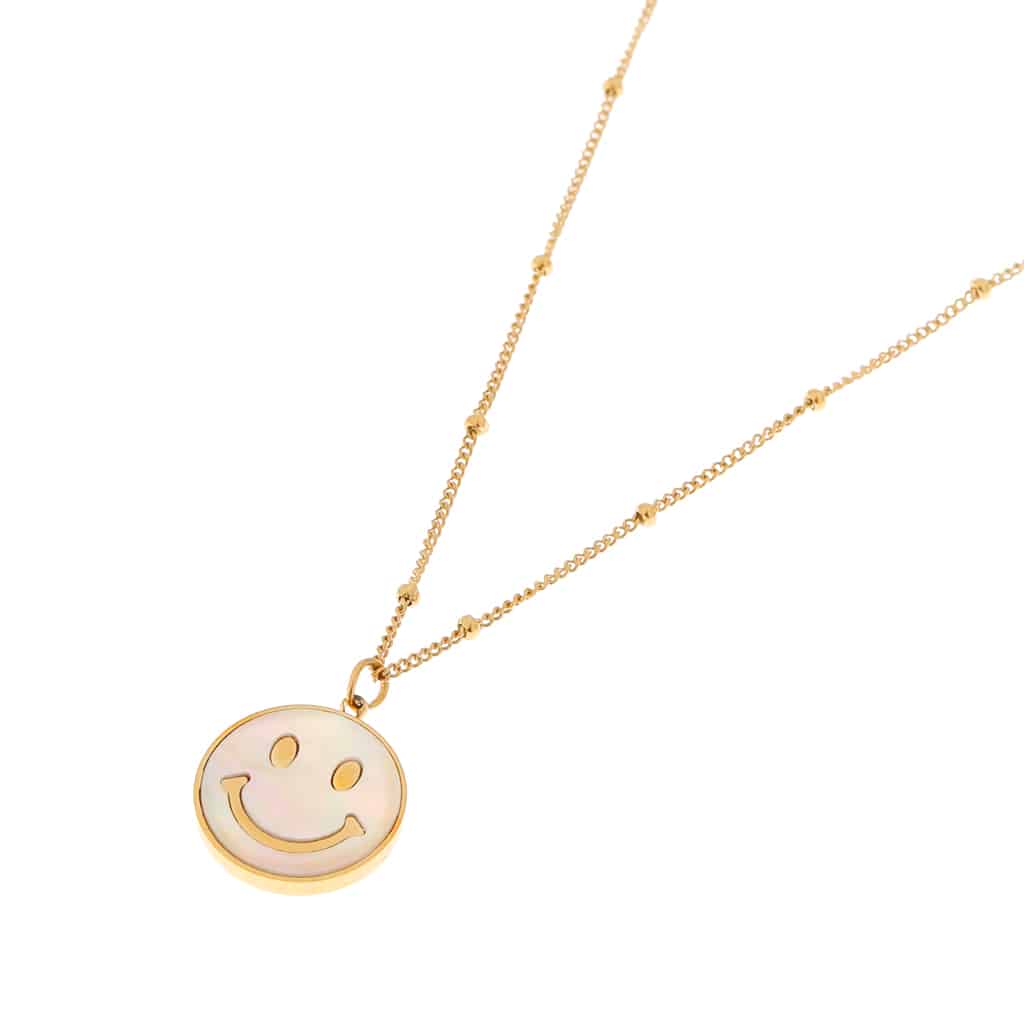 Label Kiki - shiny smiley necklace gold
