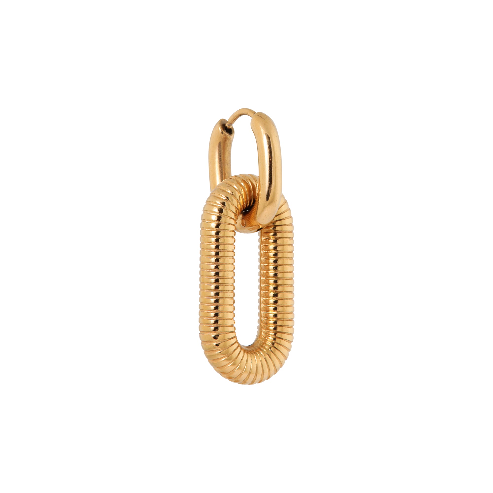 Label Kiki - oval stripe hoop gold