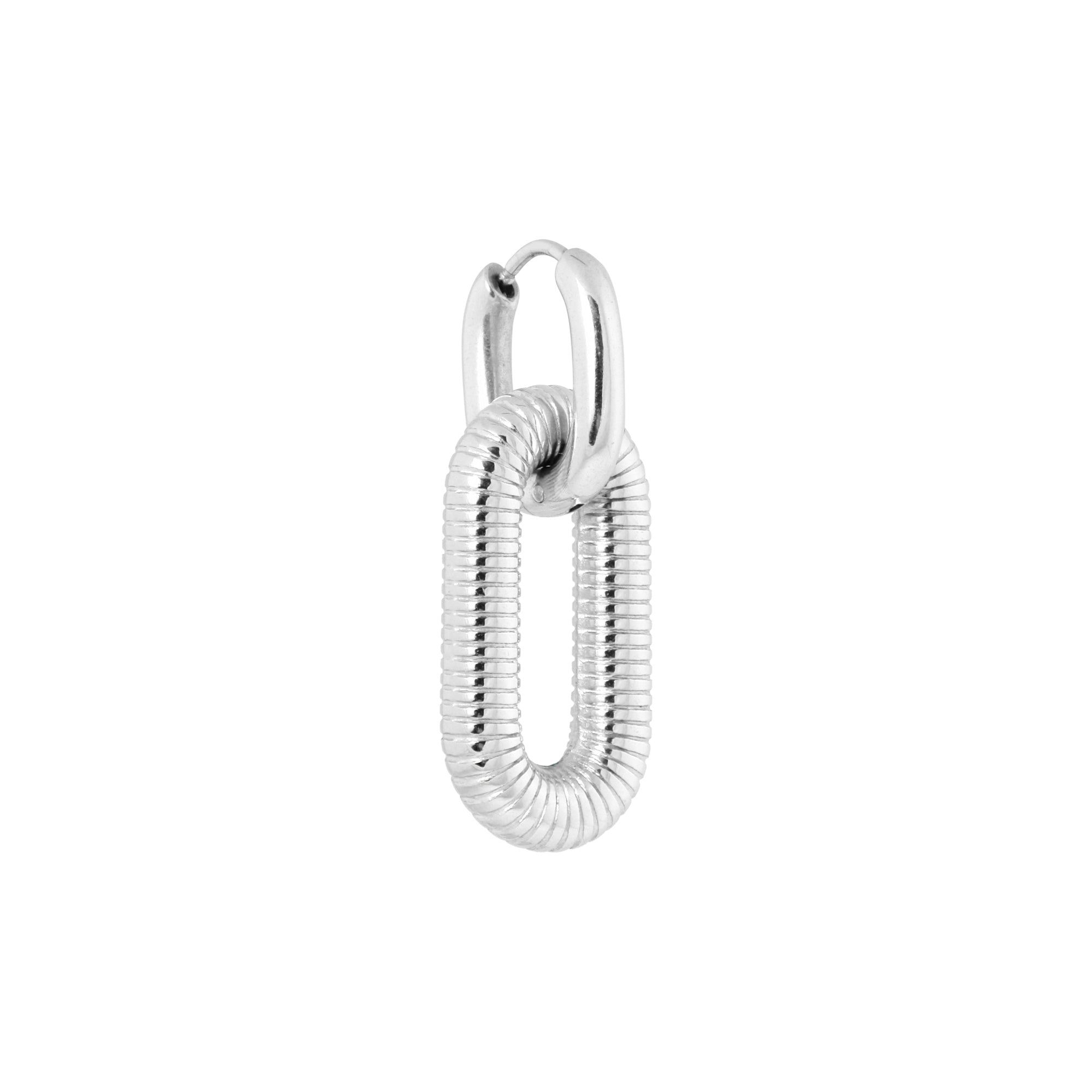 Label Kiki - oval stripe hoop silver