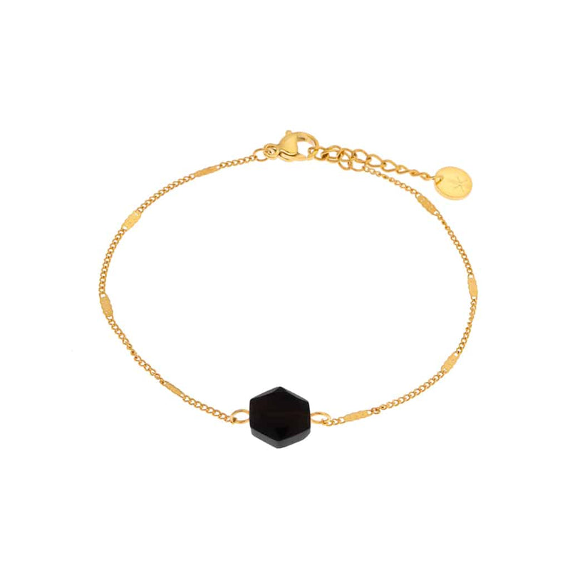 Label Kiki - black hexagon bracelet gold