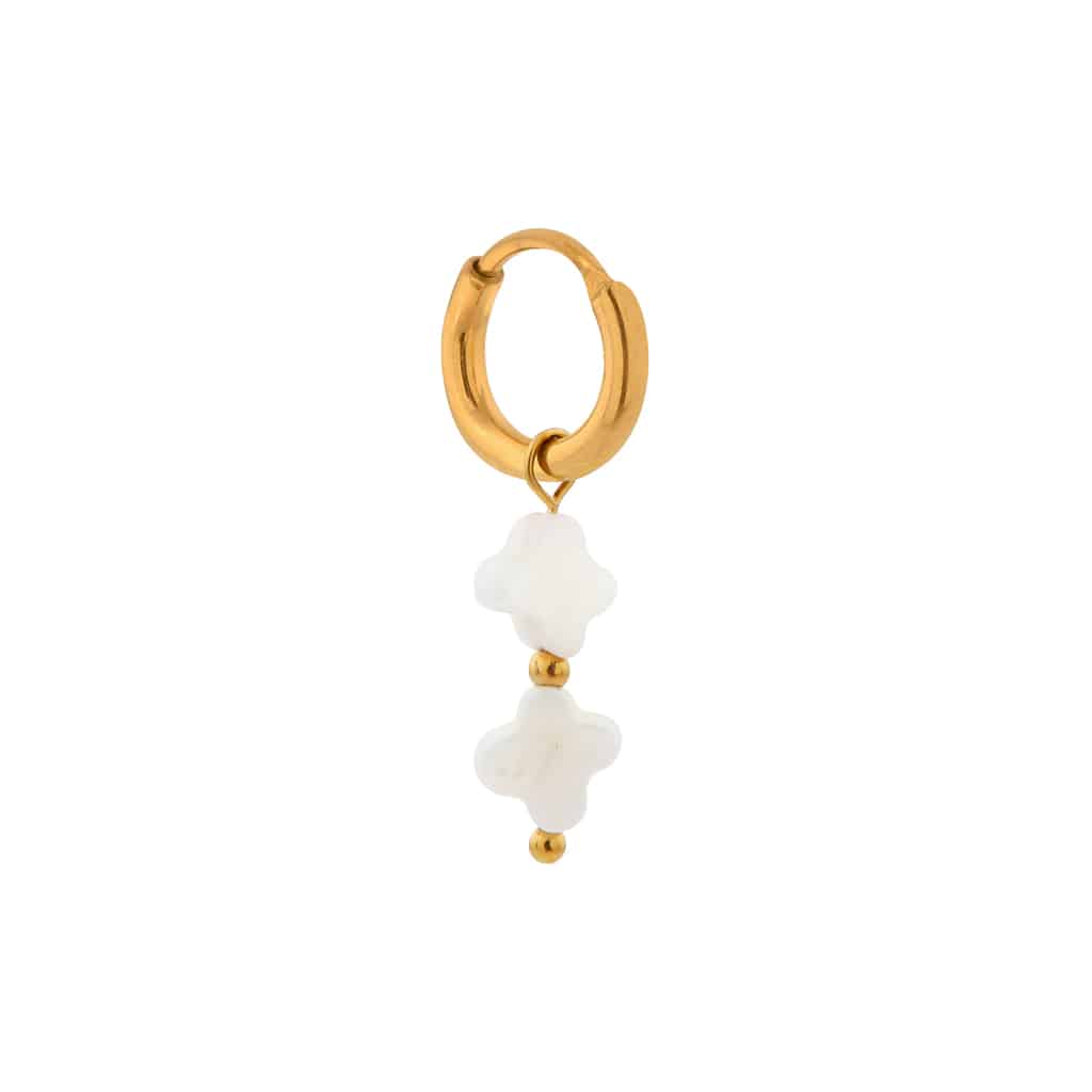 Label Kiki - white clover hoop gold