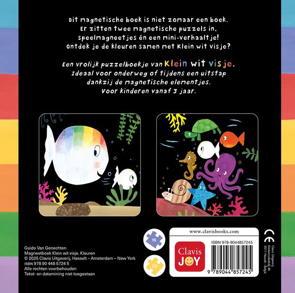 Clavis - magneetboek klein wit visje - kleuren