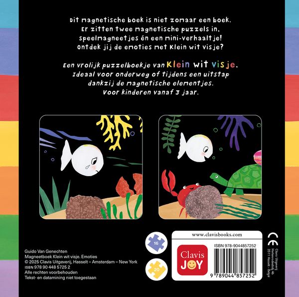 Clavis - magneetboek klein wit visje - emoties