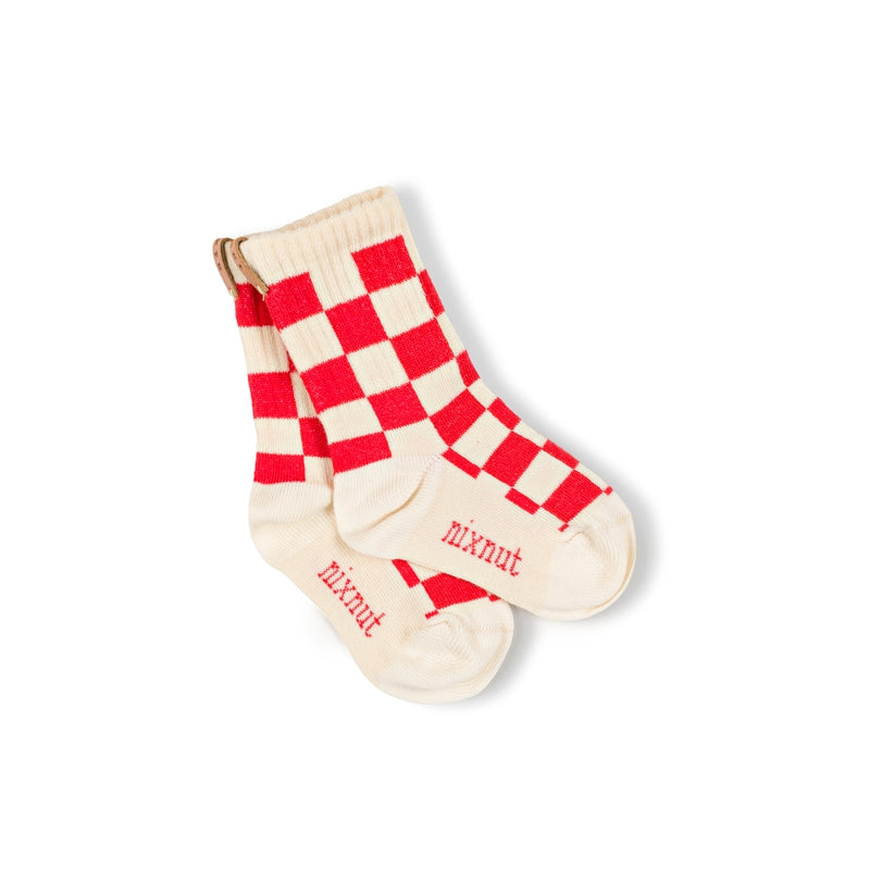 Nixnut - checkered socks - tomato