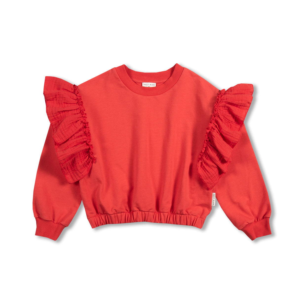 Petit Blush - romantic ruffle sweater  - cayenne