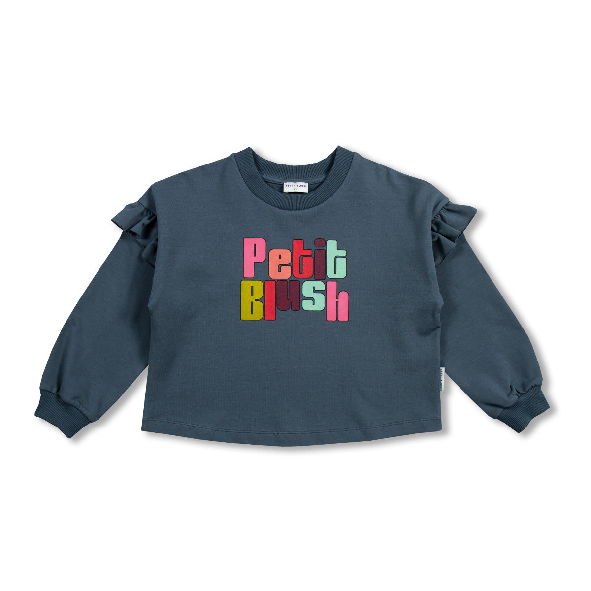 Petit Blush - june ruffle sweater - stormy weather