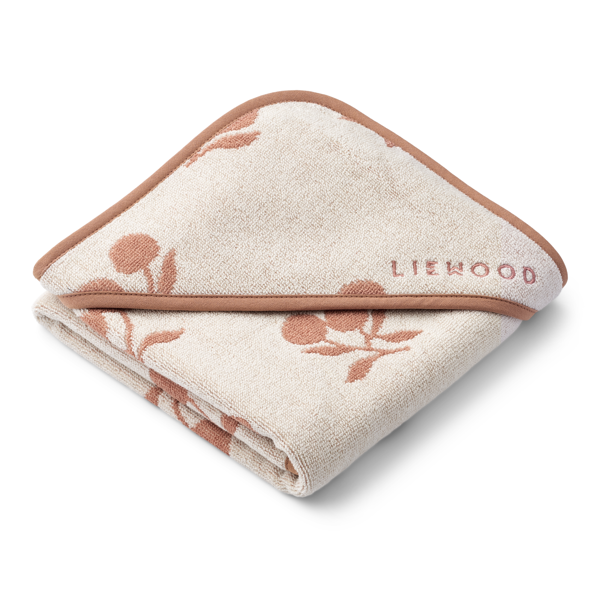 Liewood - alba yarn dyed hooded baby towel - peach sea shell