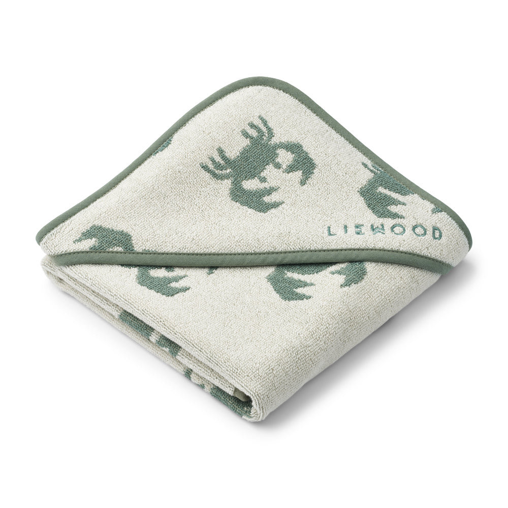 Liewood - alba yarn dyed hooded baby towel - crab sandy