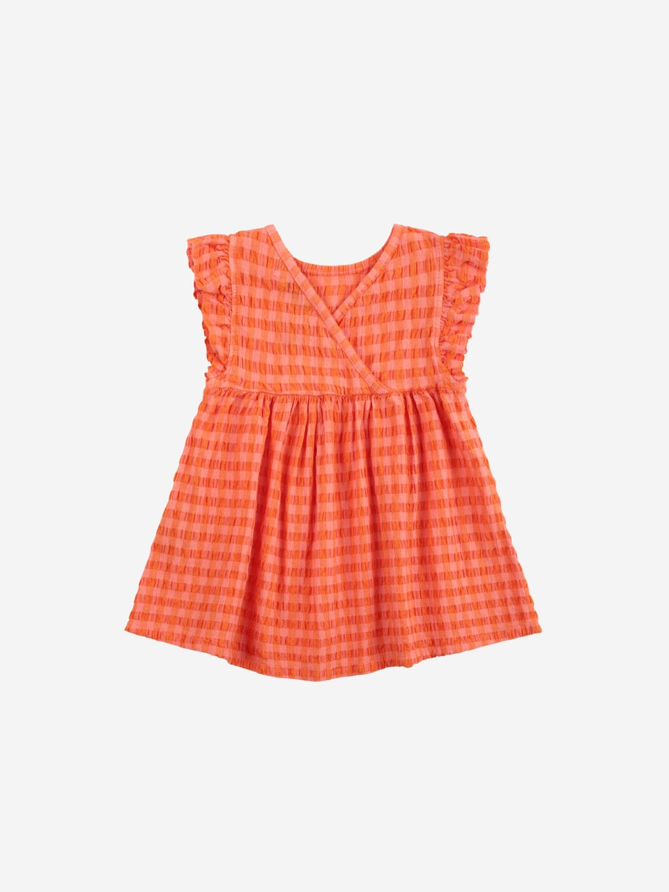 Bobo Choses - vichy woven dress - coral pink