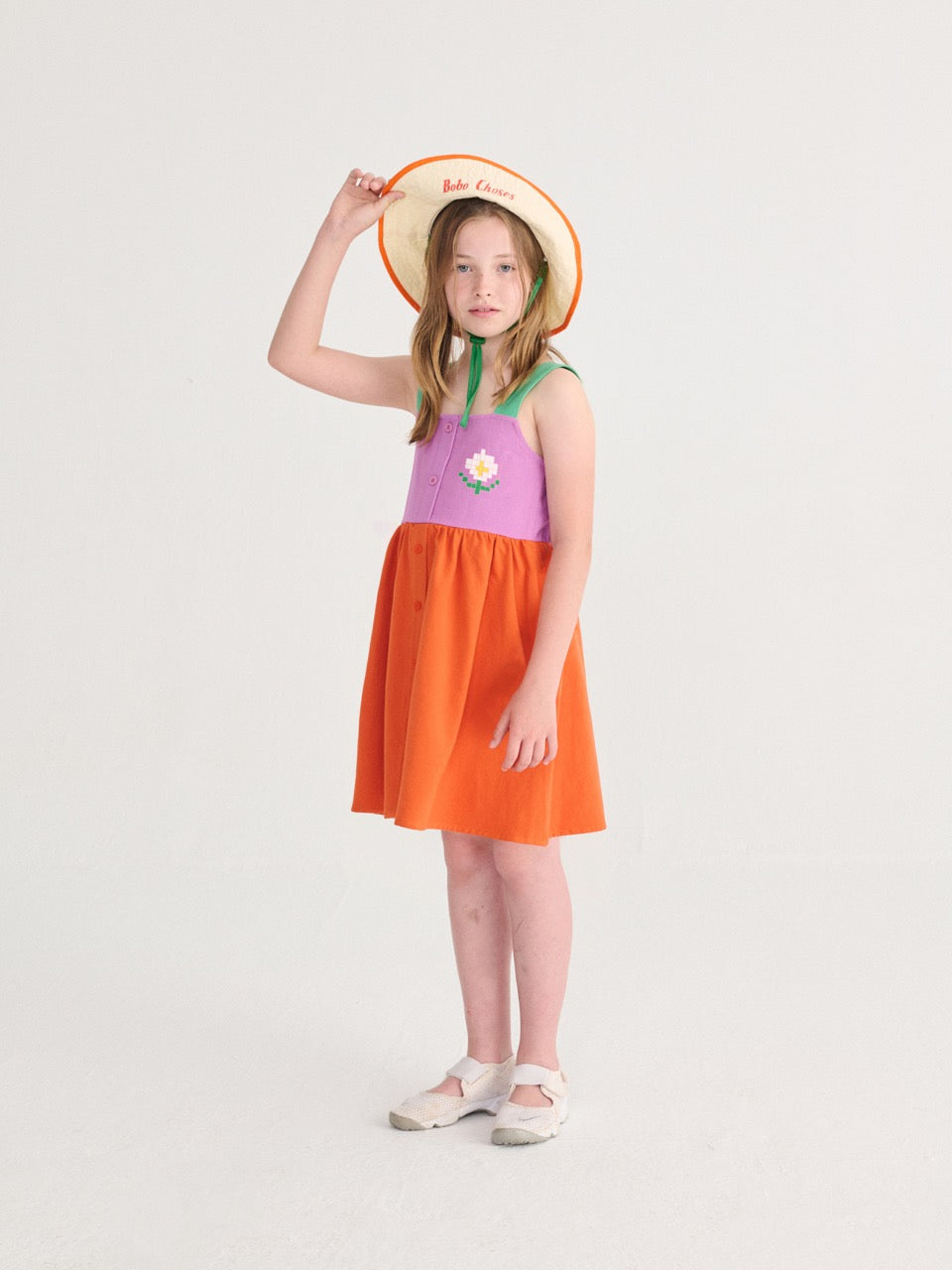 Bobo Choses - pixel daisy color block woven dress